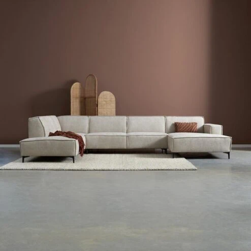 U-Bank River Chaise longue rechts – Taupe stof