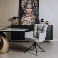 Bardi Eetkamerfauteuil Grijs stof