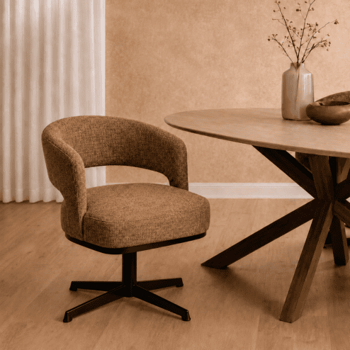 Beau eetkamerfauteuil draaipoot Bruin 2