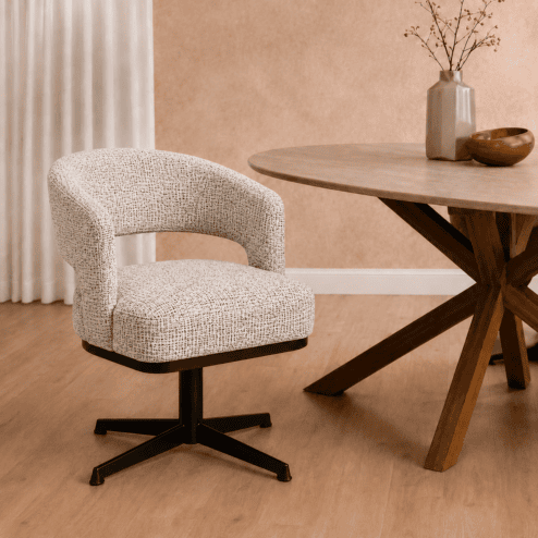 Beau eetkamerfauteuil draaipoot Gebroken wit 1
