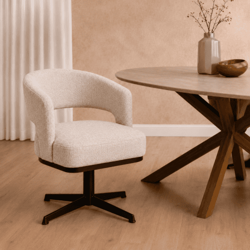 Beau eetkamerfauteuil draaipoot Naturel 1