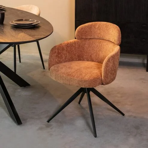 Eetkamerstoel Levi Cognac Stof