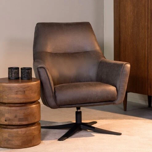 Fauteuil Tod Antraciet Microleder