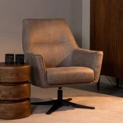 Fauteuil Tod Taupe Microleder