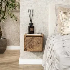 Lugano Zwevend Nachtkastje Acaciahout naturel 35cm