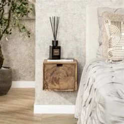 Lugano Zwevend Nachtkastje Acaciahout naturel 35cm