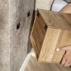 Lugano Zwevend Nachtkastje Acaciahout naturel 35cm