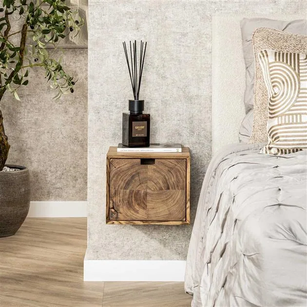 Lugano Zwevend Nachtkastje Acaciahout naturel 35cm
