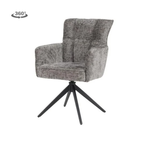 Travis Eetkamerfauteuil Antraciet stof