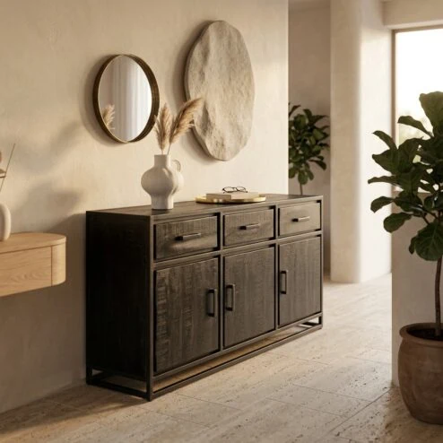 Dressoir Chili Zwart Mangohout 170cm