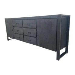 Dressoir mangohout Britt industrieel zwart - 200cm