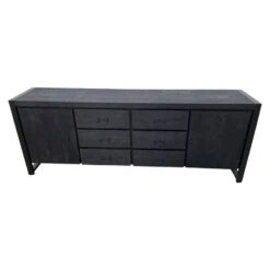 Dressoir mangohout Britt industrieel zwart - 200cm