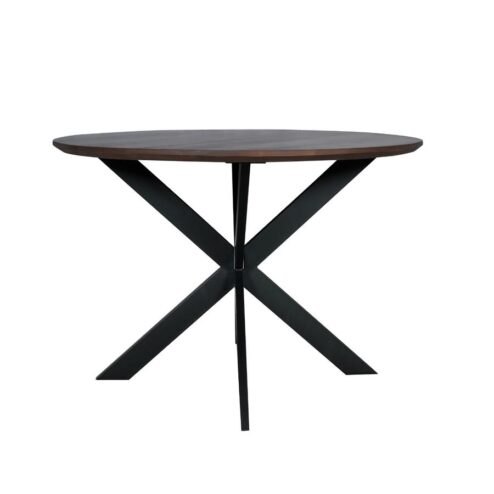 Eettafel Martin rond Walnoot Zwarte poot 110cm