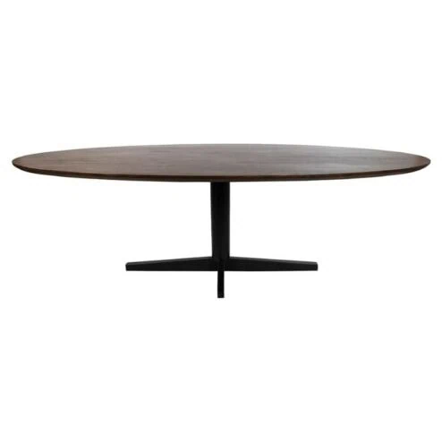 Morgan Eettafel ovaal Walnoot - Zwart onderstel 220cm