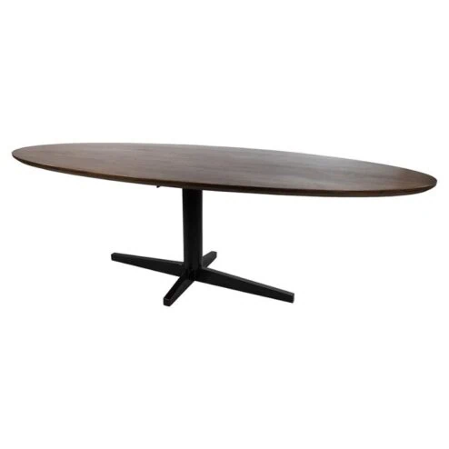 Morgan Eettafel ovaal Walnoot - Zwart onderstel 220cm