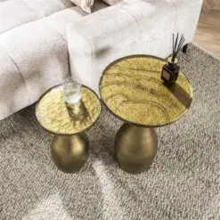 Nova Bijzettafel druppel M Goud / Glas 40cm