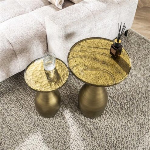 Nova Bijzettafel druppel M Goud / Glas 40cm