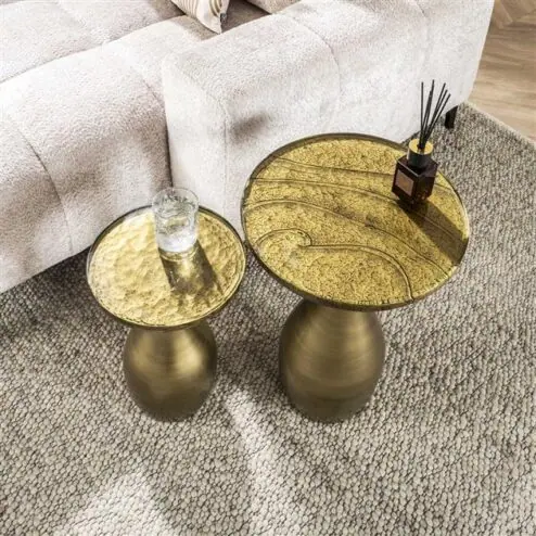 Nova Bijzettafel druppel M Goud / Glas 40cm