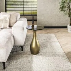 Nova Bijzettafel druppel M Goud / Glas 40cm