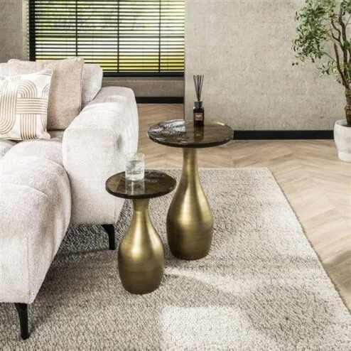 Nova Bijzettafel druppel M Goud / Glas 40cm