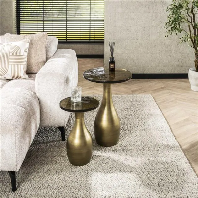 Nova Bijzettafel druppel M Goud / Glas 40cm