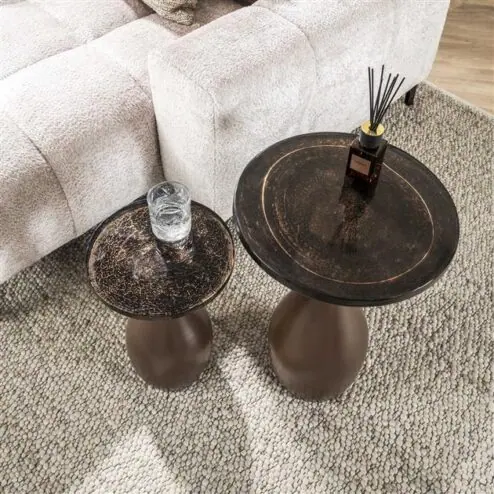 Nova Bijzettafel druppel M Koper / Glas 40cm