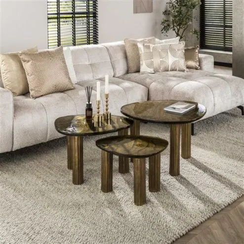 Nova Salontafel L Goud / Glas 70cm