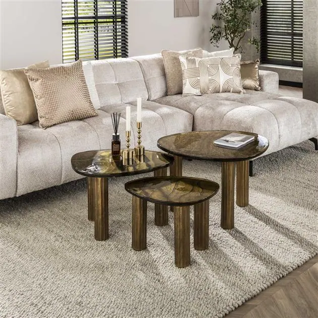 Nova Salontafel S Goud / Glas 51cm