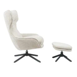Roos Fauteuil met Hocker Taupe