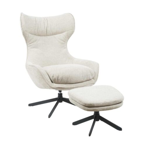 Roos Fauteuil met Hocker Taupe