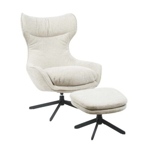 Roos Fauteuil met Hocker Taupe