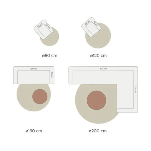 Vloerkleed Velluto Toffee Rond ø200 cm