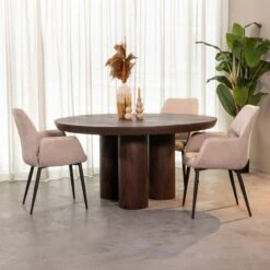 Eettafel Olly Espresso Mangohout 150cm Rond