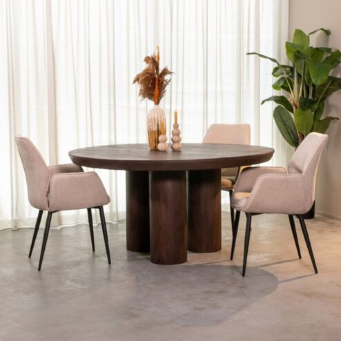 Eettafel Olly Espresso Mangohout 150cm Rond