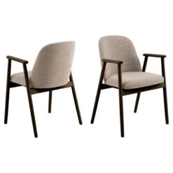 Evron Eetkamerstoel Beige met bruine poten