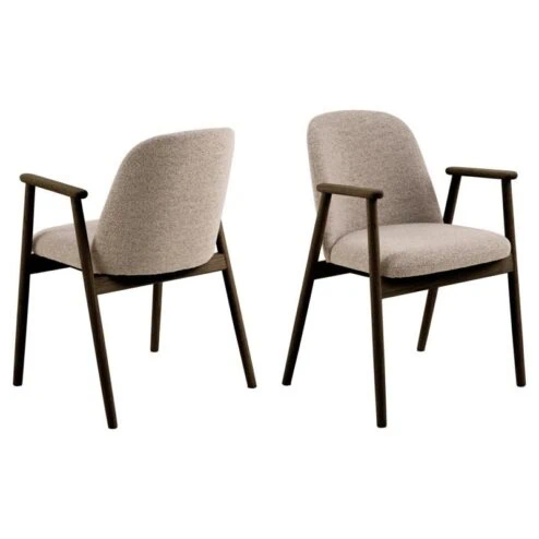Evron Eetkamerstoel Beige met bruine poten