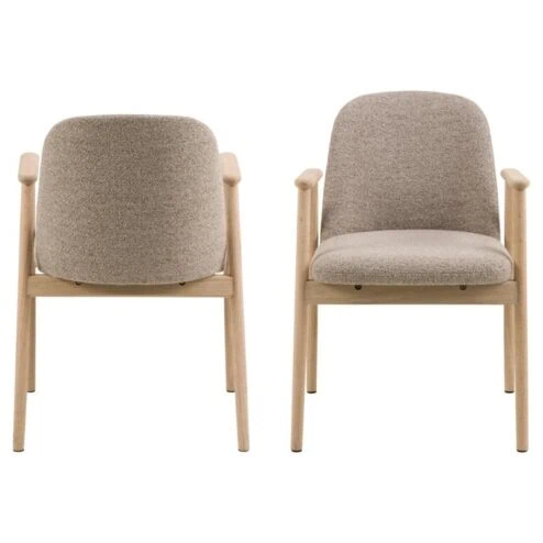 Evron Eetkamerstoel Beige met naturel poten