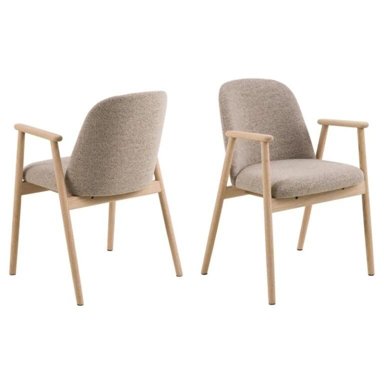 Evron Eetkamerstoel Beige met naturel poten