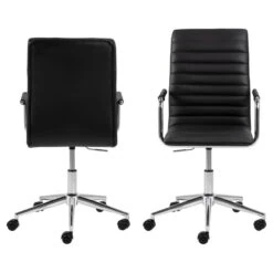 Ferano Bureaustoel Zwart Leer