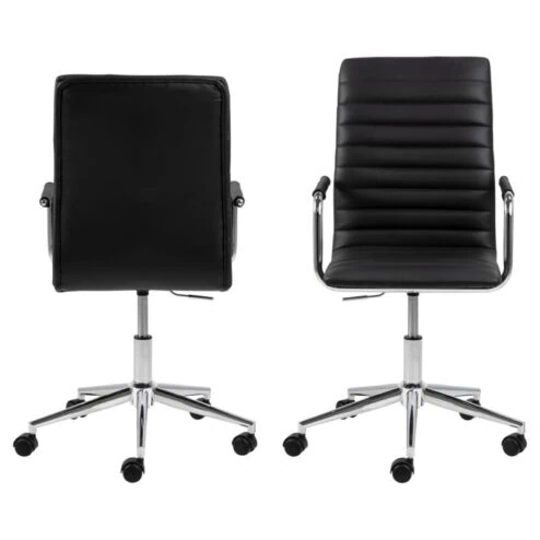 Ferano Bureaustoel Zwart Leer