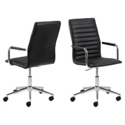 Ferano Bureaustoel Zwart Leer