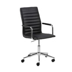 Ferano Bureaustoel Zwart Leer
