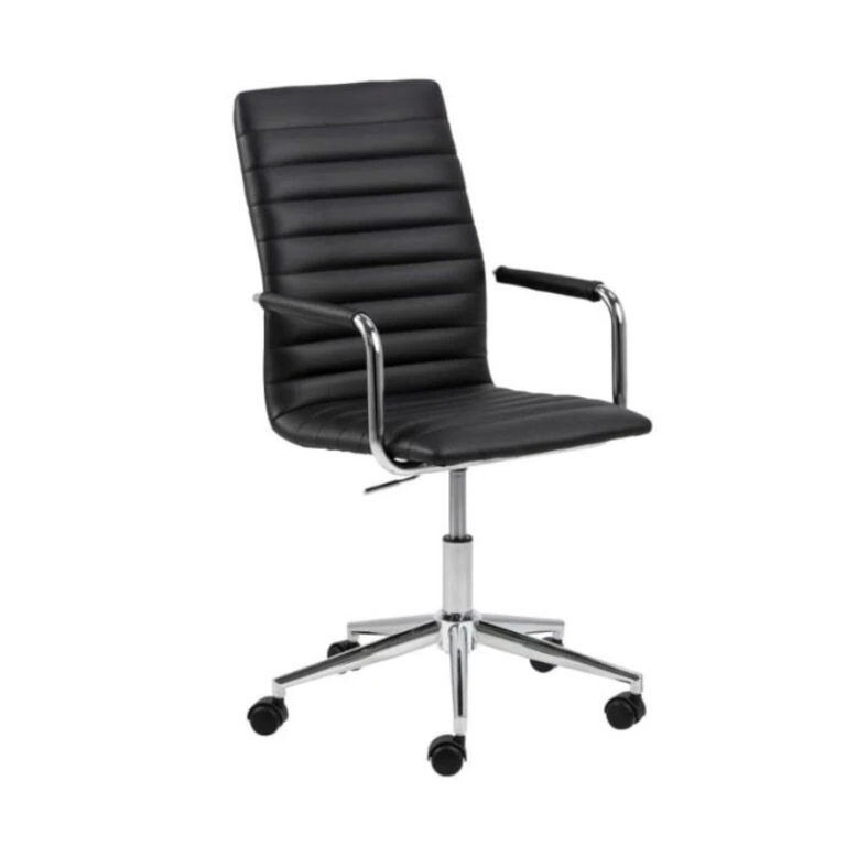Ferano Bureaustoel Zwart Leer