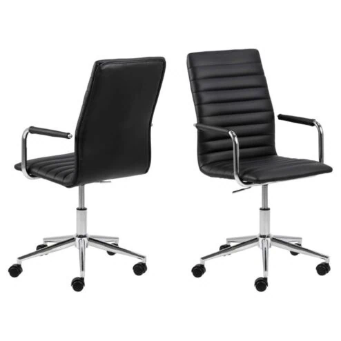 Ferano Bureaustoel Zwart Leer