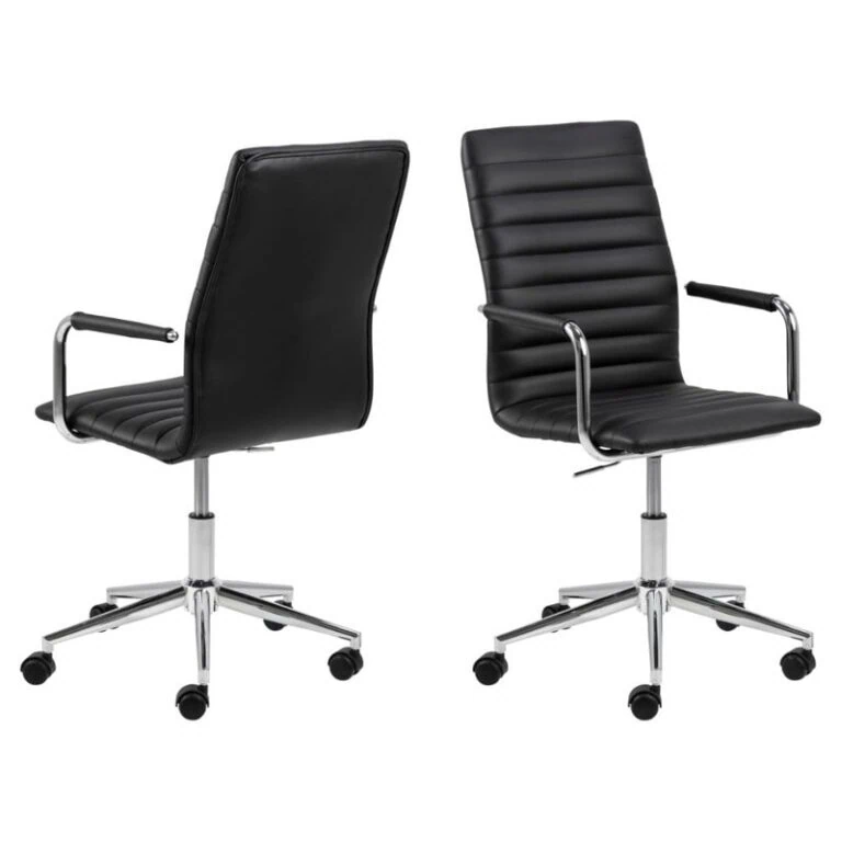 Ferano Bureaustoel Zwart Leer