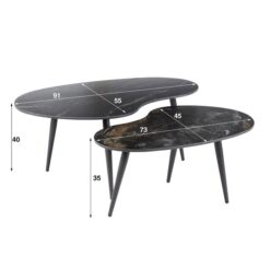 Fira Salontafel set van 2 Niervorm Zwart Keramiek