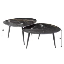 Fira Salontafel set van 2 Organisch Zwart Keramiek