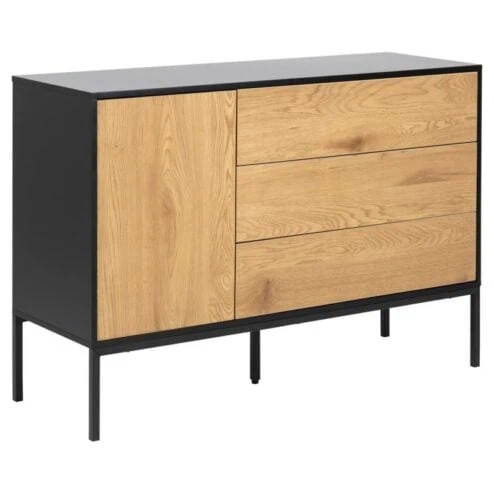 Hektor Dressoir Zwart/Naturel 120cm