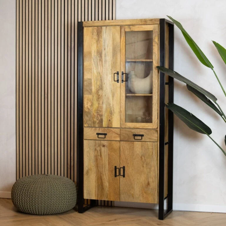 Britt Vitrinekast 1-deur naturel 90cm