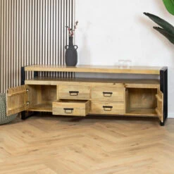 Britt tv meubel mangohout 190cm 2 deuren 4 vakken